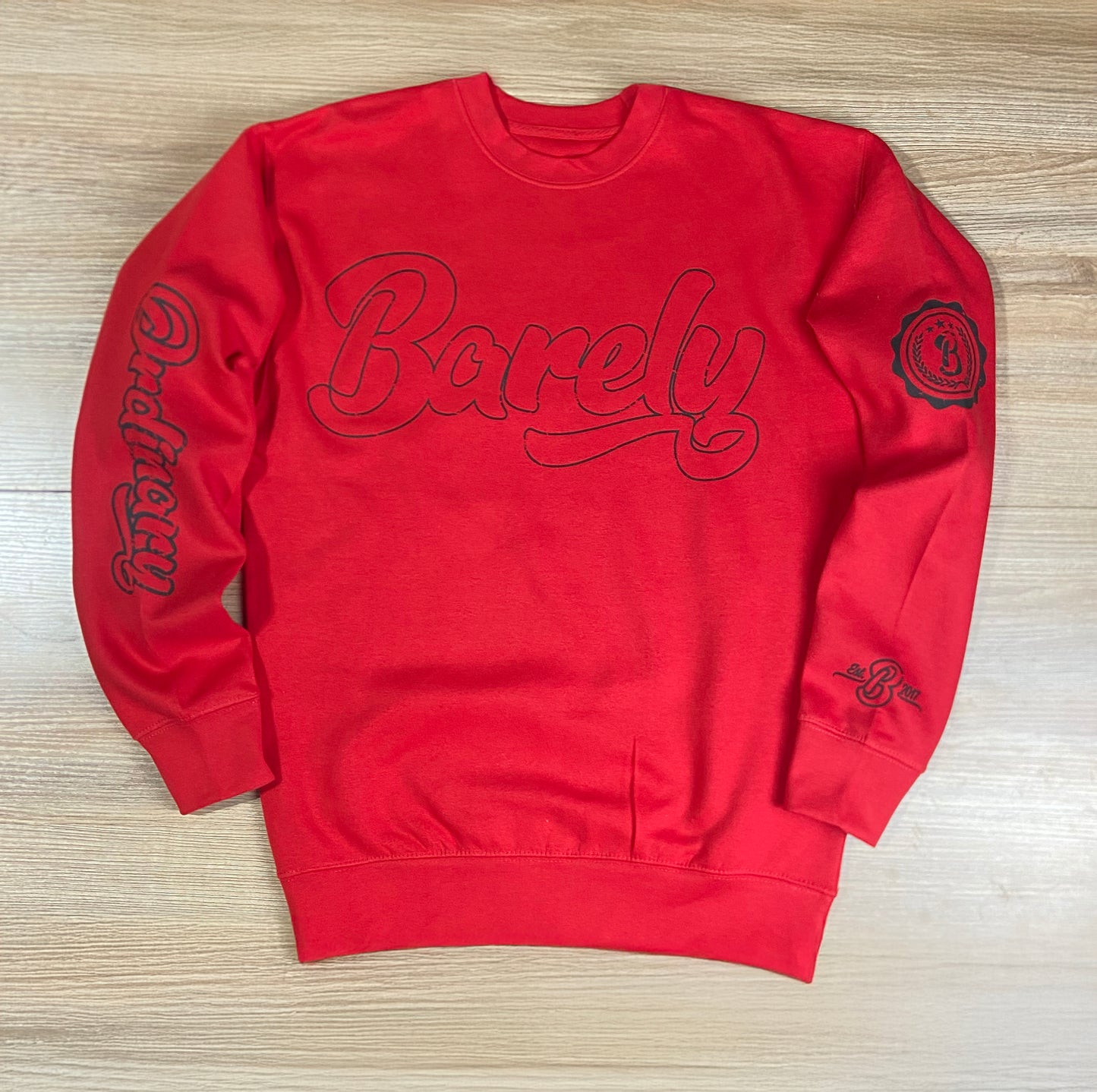 Barely "Big B" Logo Crew Neck Sweatshirt (Red/Blk)