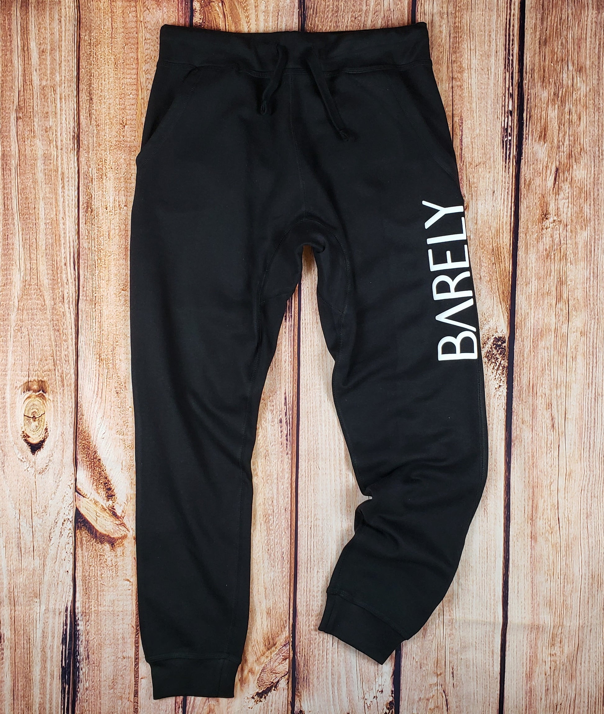 Barely Puff Logo Joggers (Blk/Wht) - Barely Ordinary