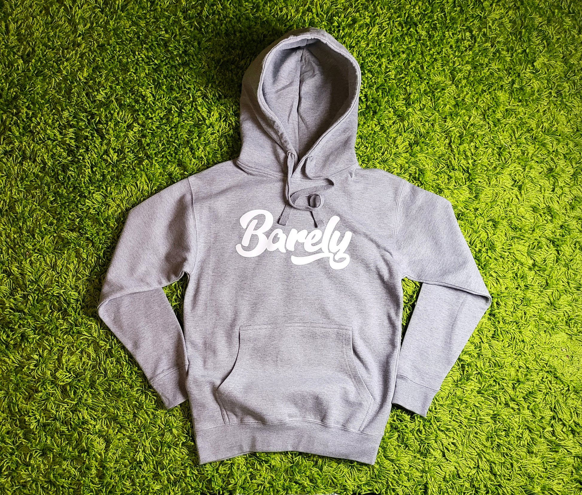 Barely "Script" Logo Hoodie (Gry/Wht) - Barely Ordinary