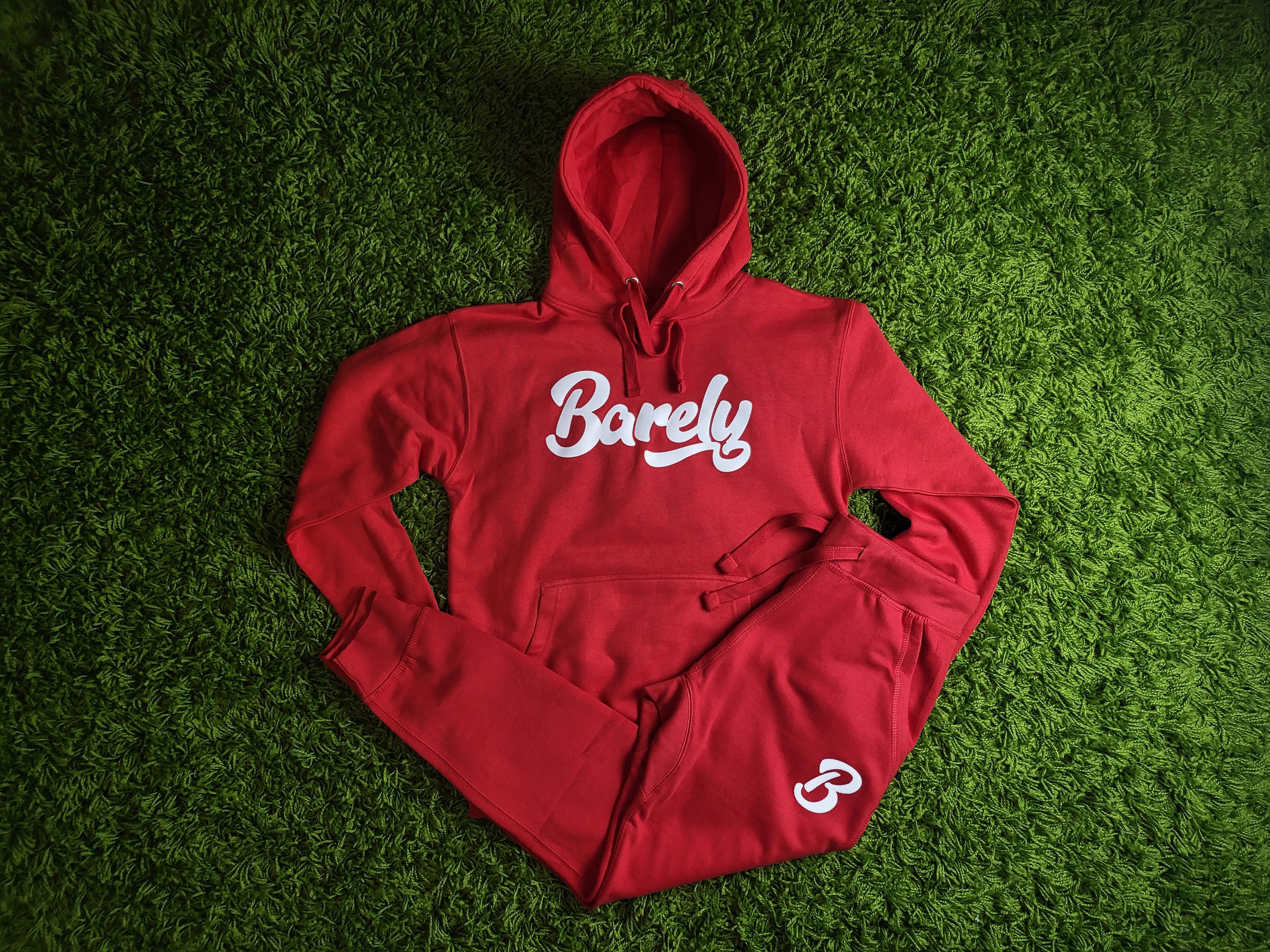 Barely "B" Logo Joggers (Red/Wht) - Barely Ordinary