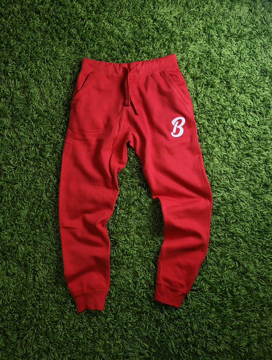 Barely "B" Logo Joggers (Red/Wht) - Barely Ordinary