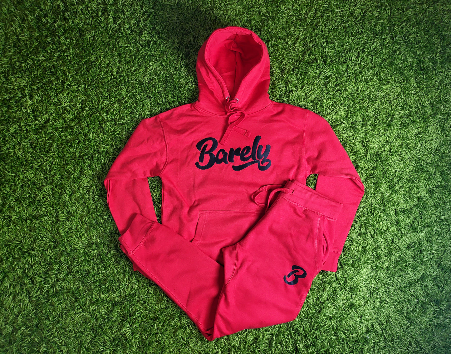 Barely "Script" Logo Hoodie (Red/Blk) - Barely Ordinary