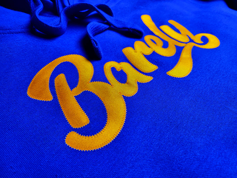 Barely "Script" Logo Hoodie (Blu/Gld) - Barely Ordinary