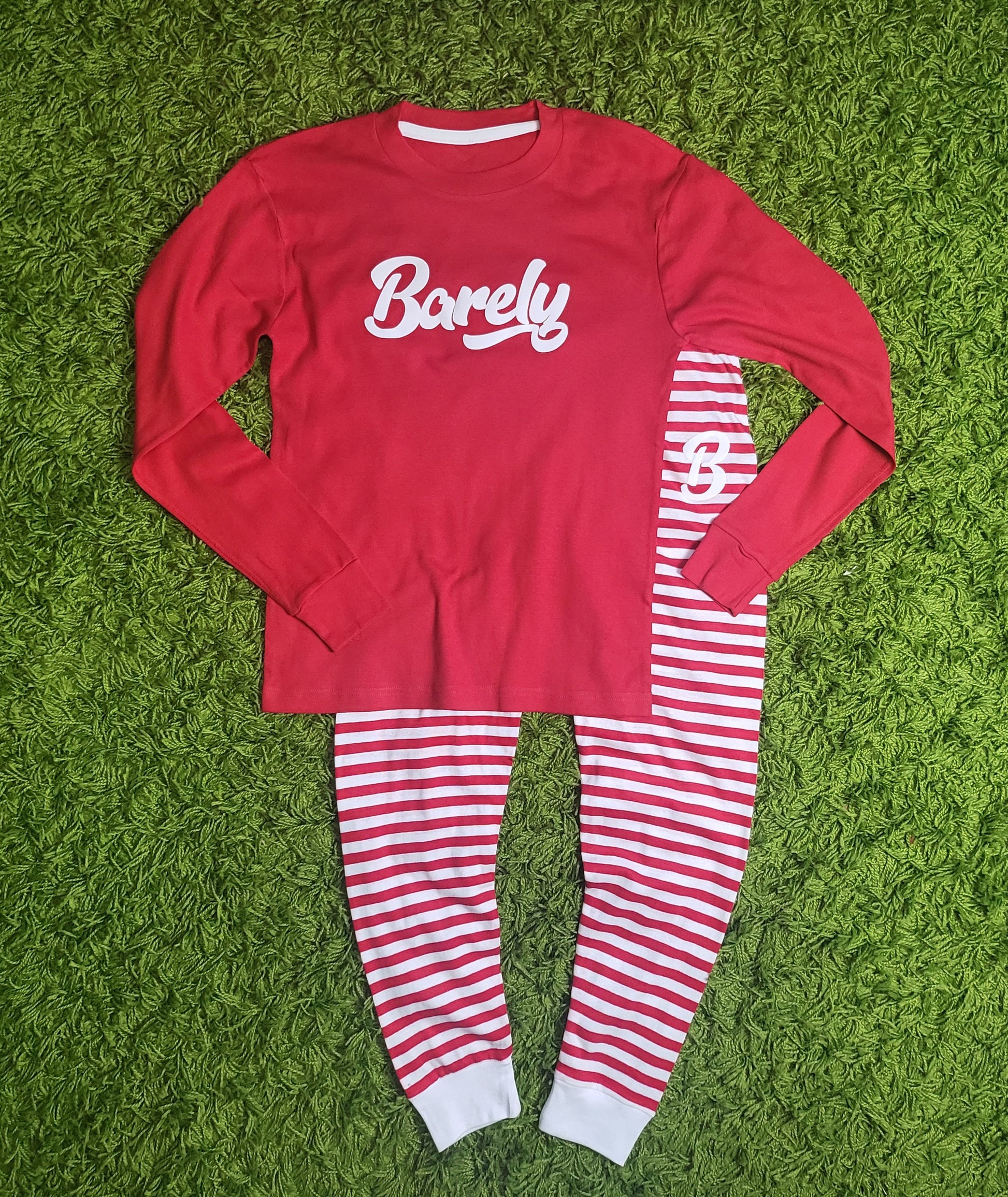 Barely "B" Logo Pajama Pant (Red/Wht) - Barely Ordinary