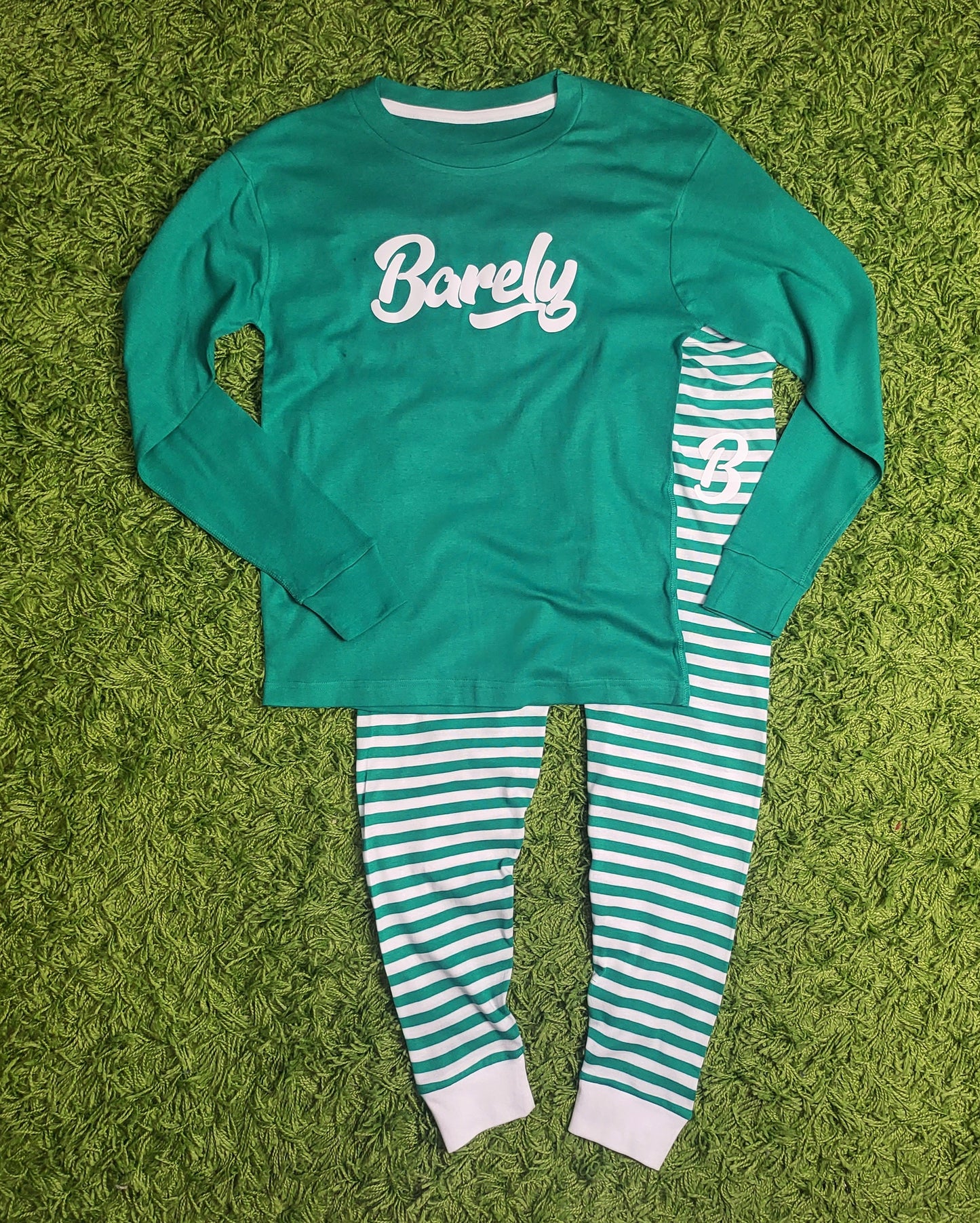 Barely "B" Logo Pajama Top (Kelly/Wht) - Barely Ordinary
