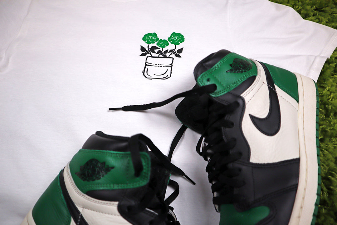 Barely "Flowers" Tee (Grn/Blk) - Barely Ordinary