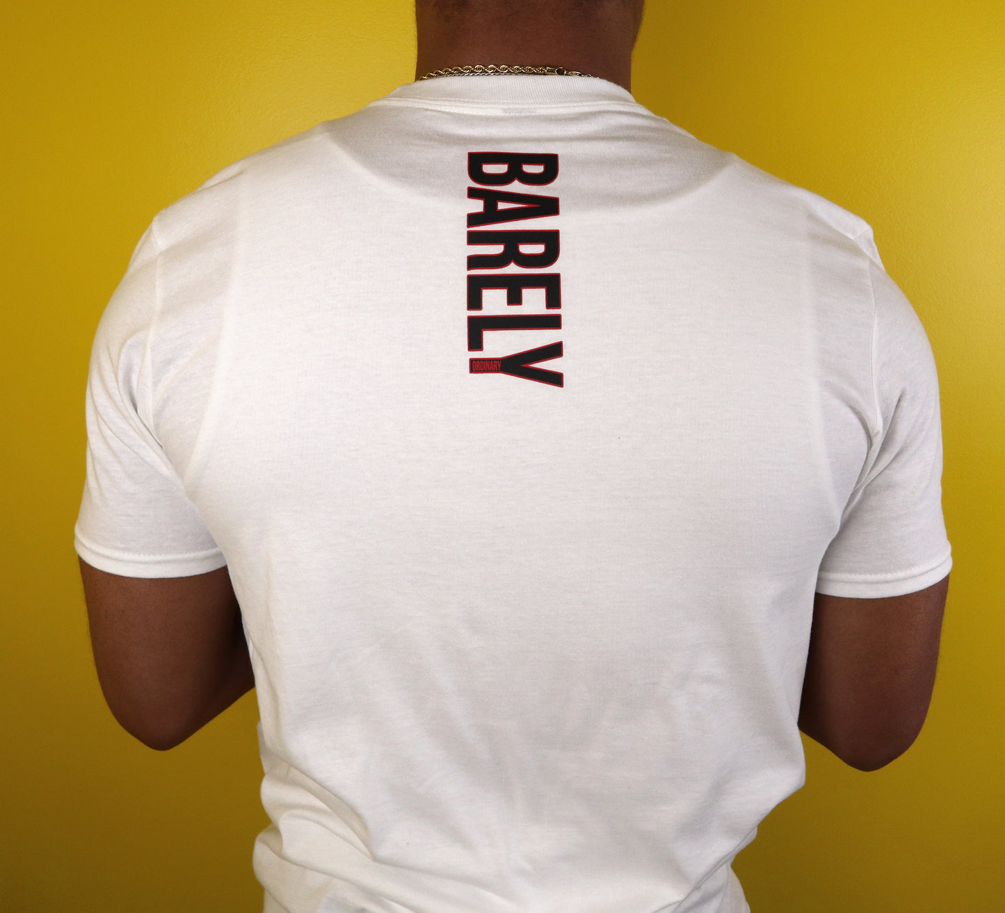 Barely Vertical Logo Tee (Wht/Blk/Red)