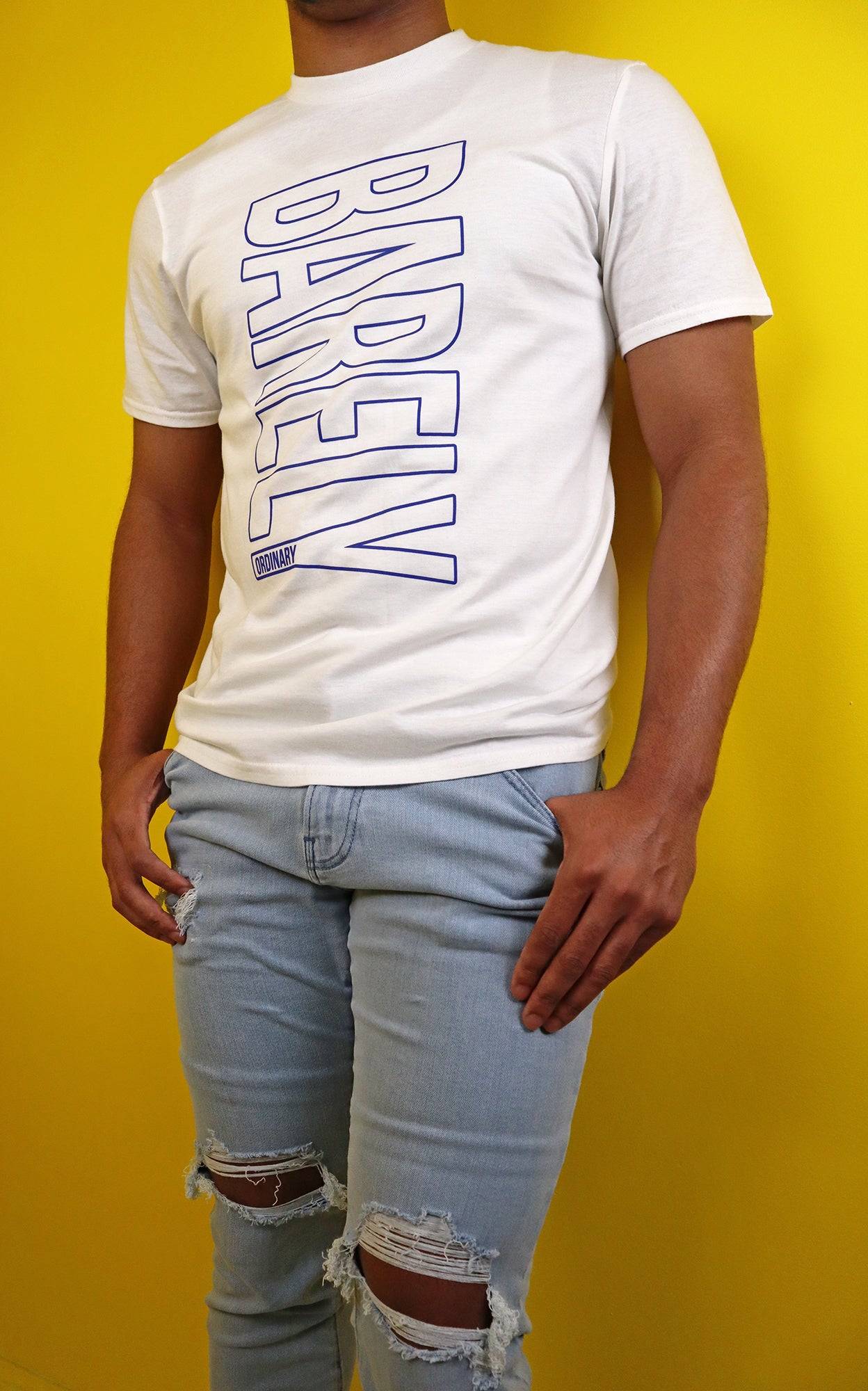 Barely Vertical Logo Outline Tee (Wht/Blu)