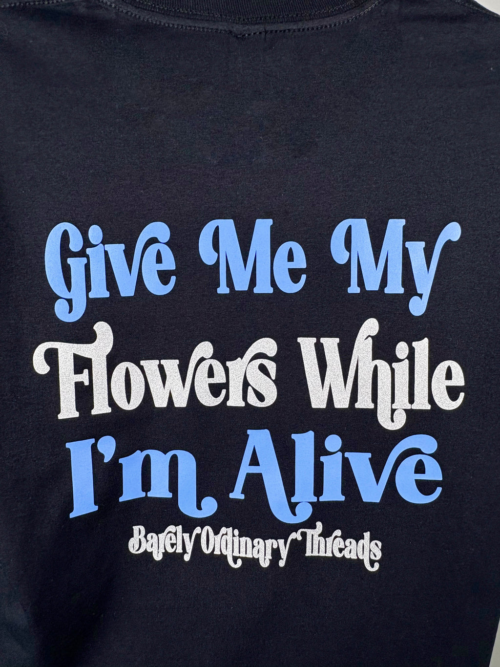 Barely "Flowers" Tee Blk (Clm/Slvr)