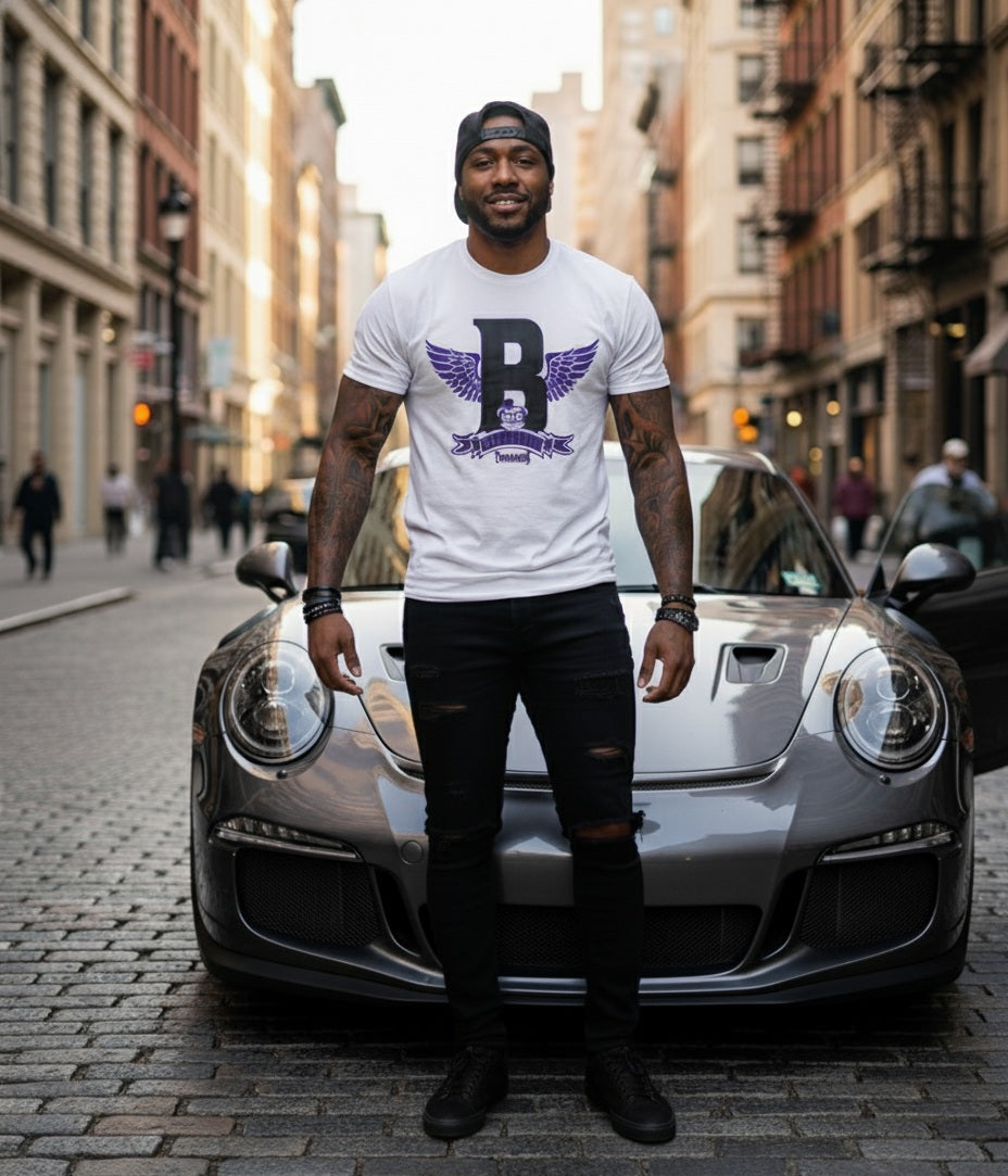Barely "Winged B" Tee (Blk/Prpl)