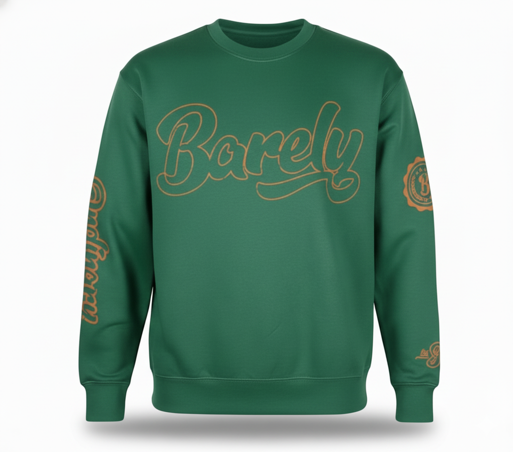 Barely "Big B" Logo Crew Neck Sweatshirt (FGrn/Brwn)