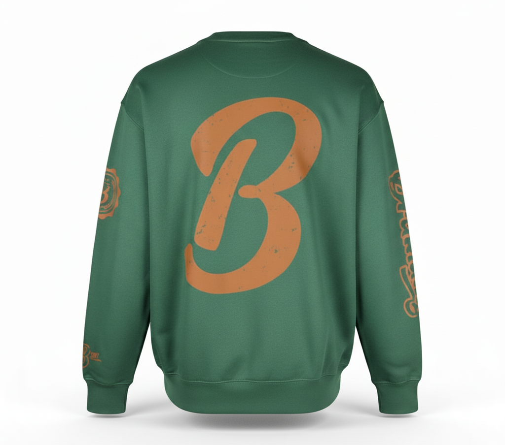 Barely "Big B" Logo Crew Neck Sweatshirt (FGrn/Brwn)