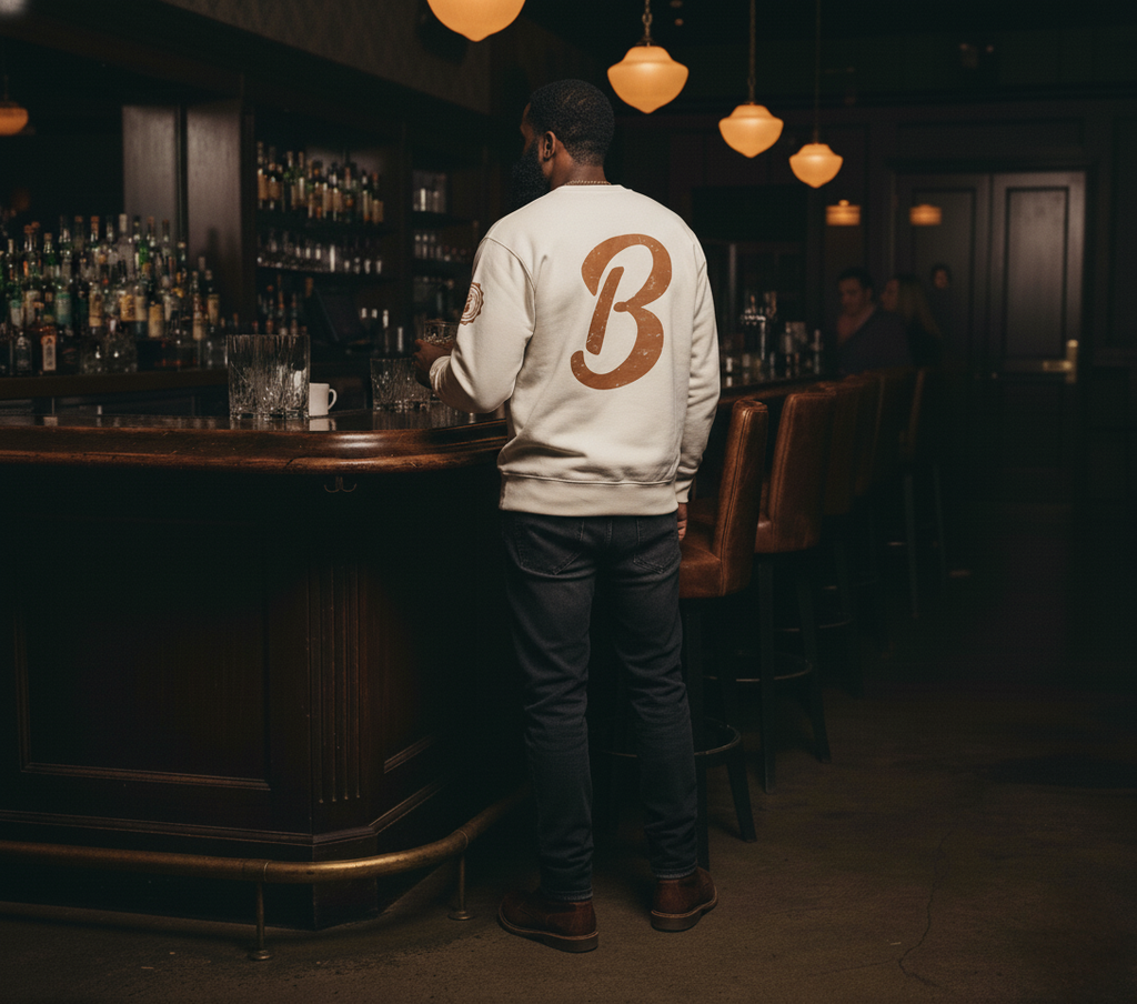 Barely "Big B" Logo Crew Neck Sweatshirt (Bn/Brw)