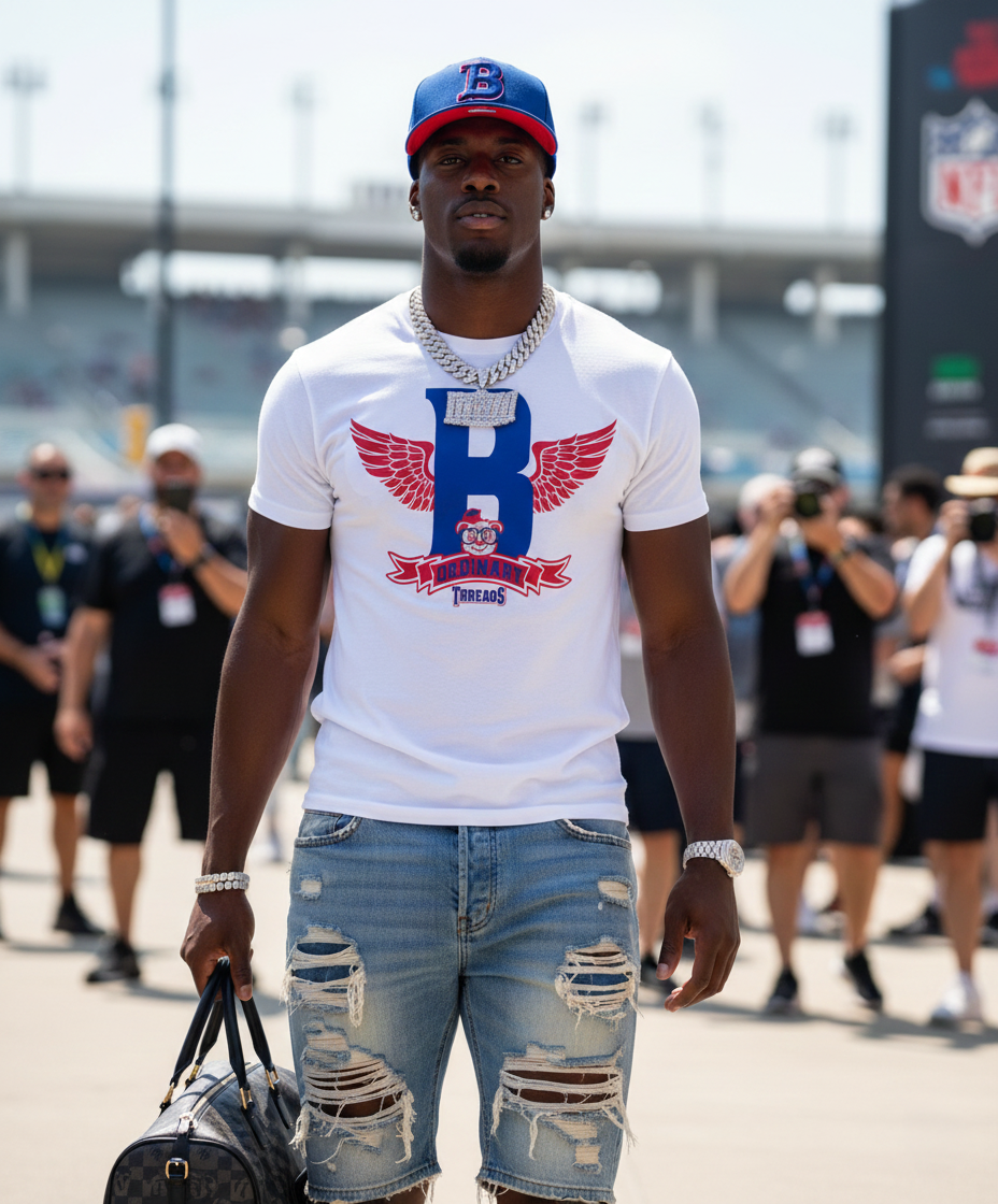 Barely "Winged B" Tee (Ryl/Red)