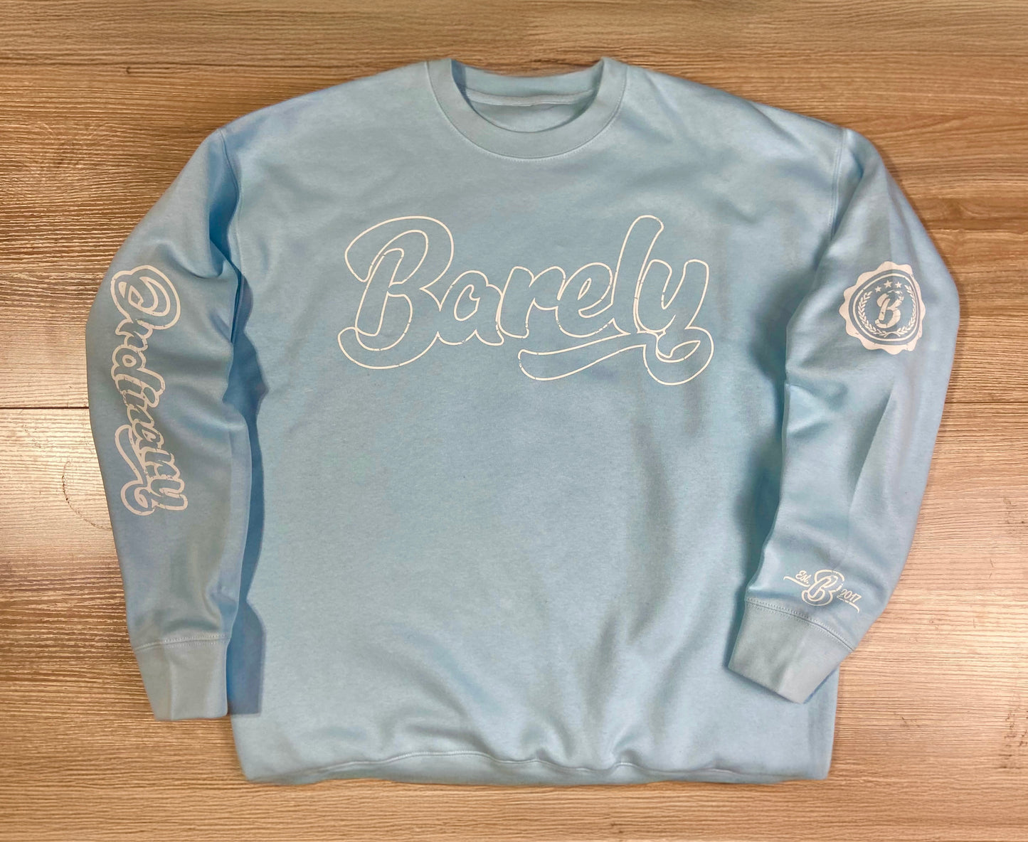 Barely "Big B" Logo Crew Neck Sweatshirt (SkyBlu/Wht)