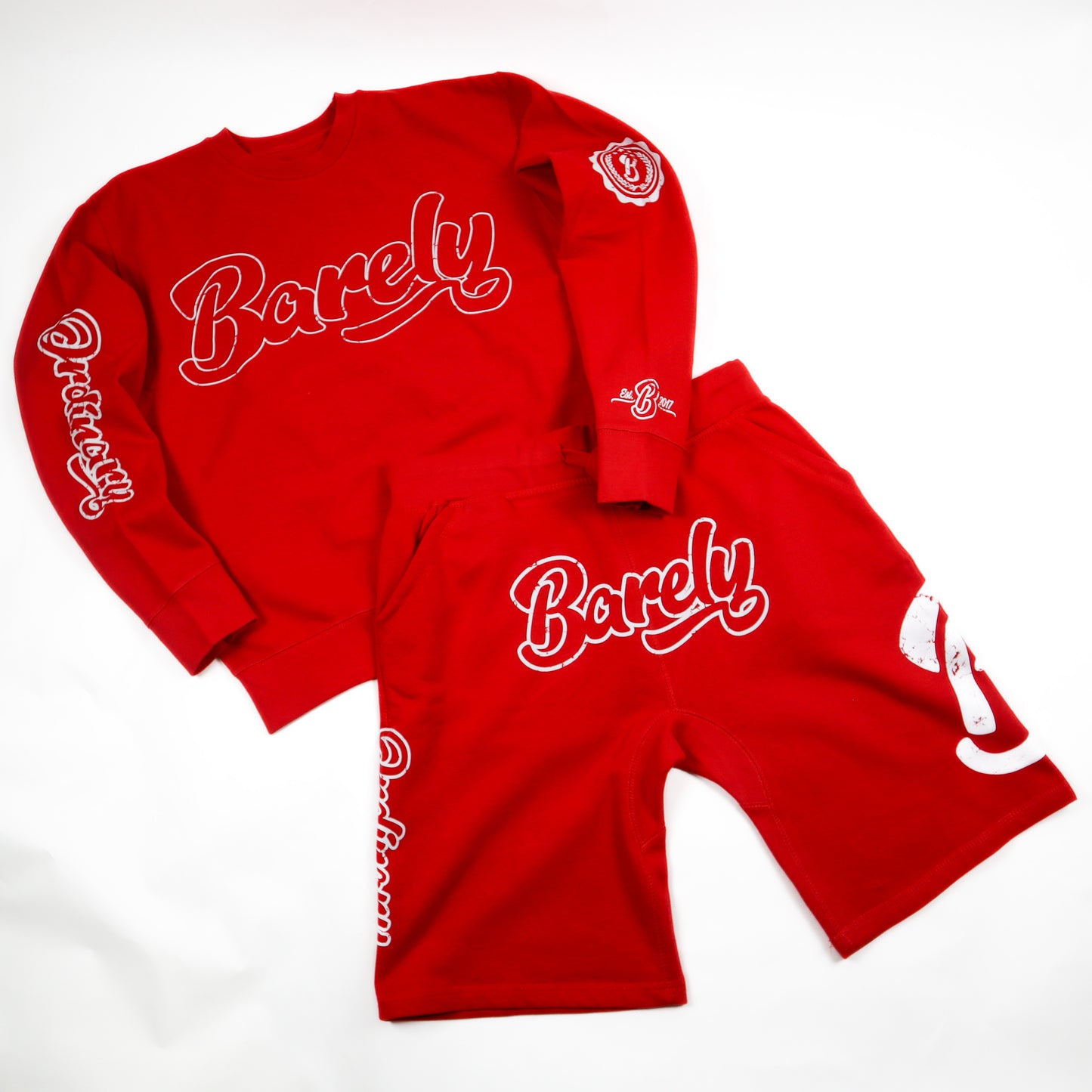 Barely "Big B" Fleece Shorts-Red