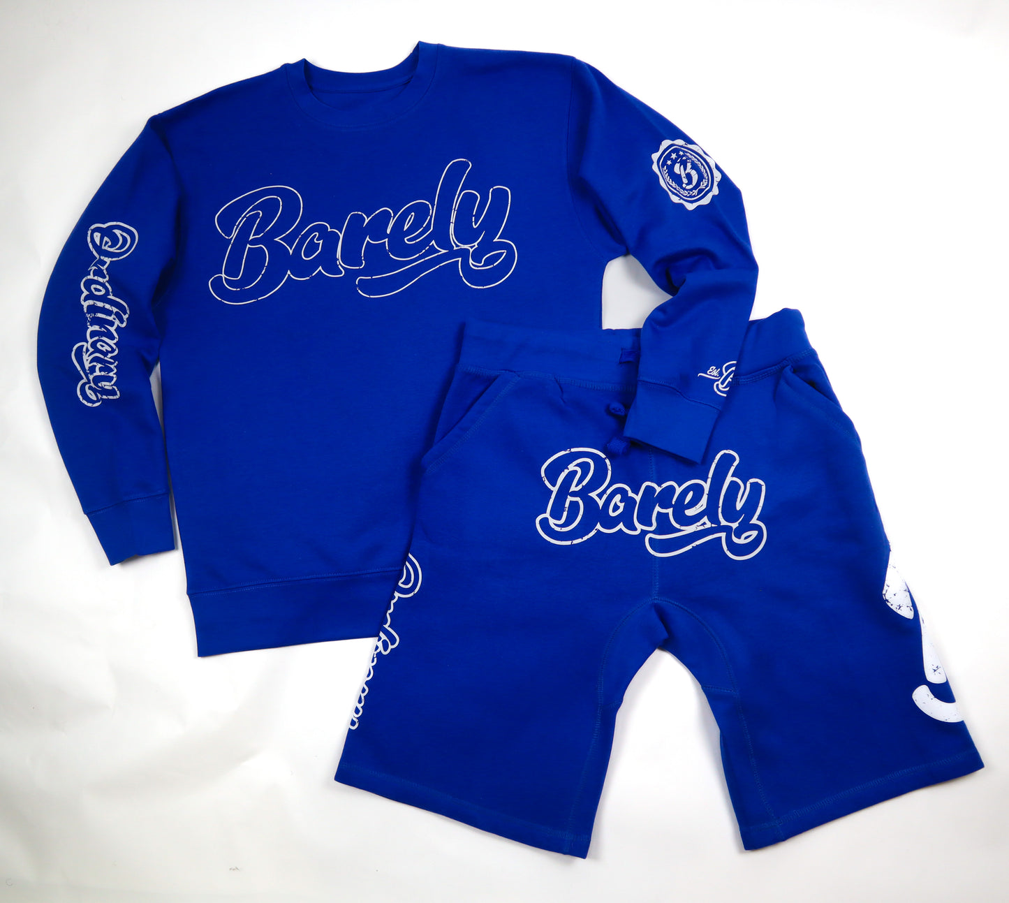 Barely "Big B" Fleece Shorts-Blue