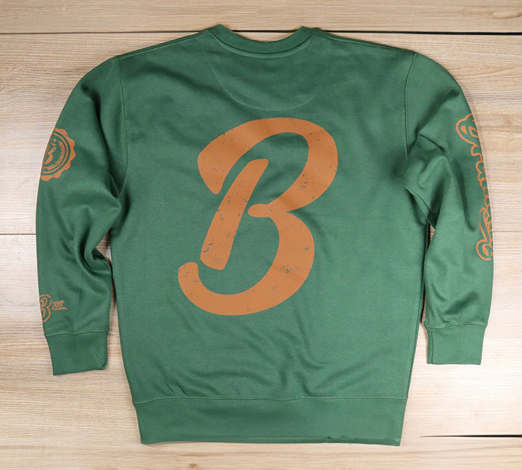 Barely "Big B" Logo Crew Neck Sweatshirt (FGrn/Brwn)