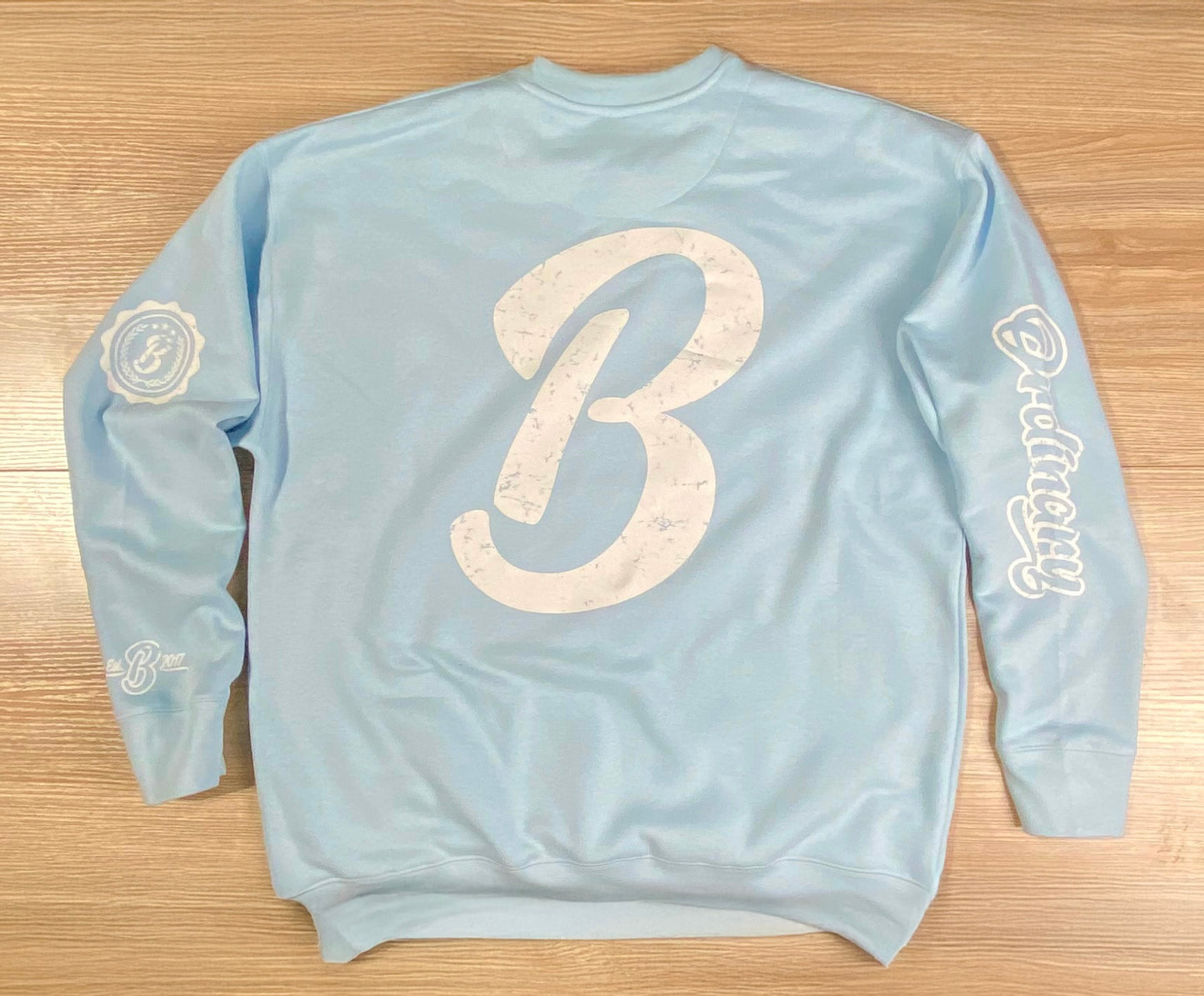 Barely "Big B" Logo Crew Neck Sweatshirt (SkyBlu/Wht)