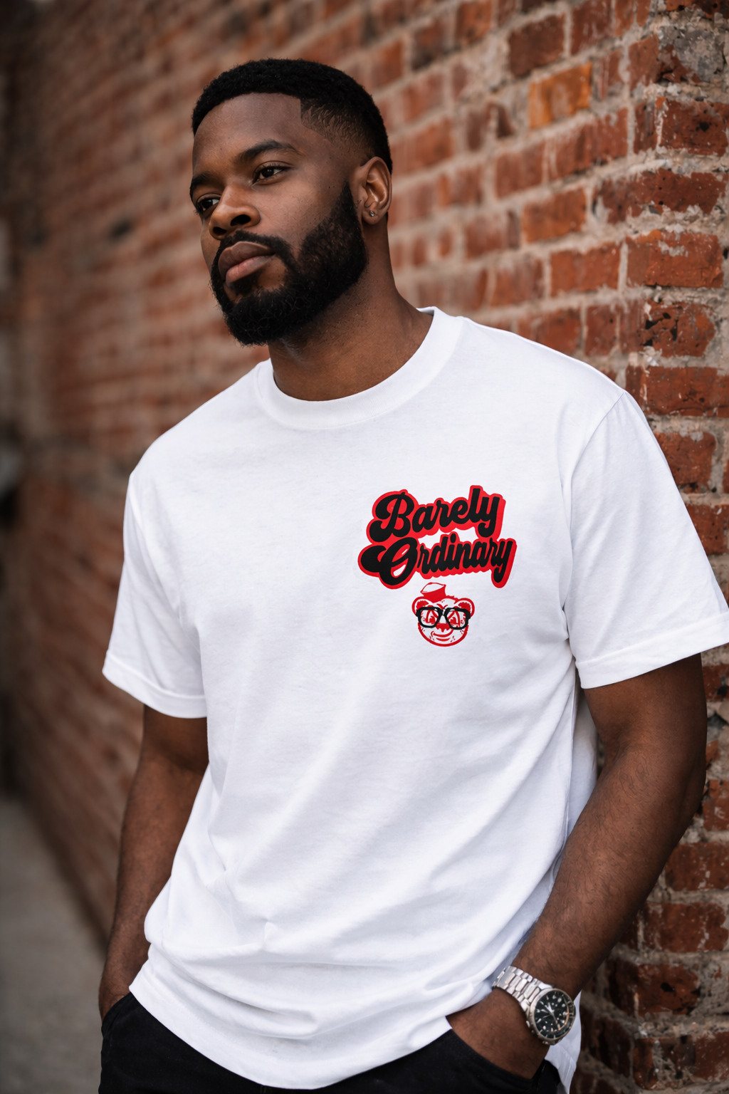 Barely "Name Tag" Tee (Wht/Blk/Red)