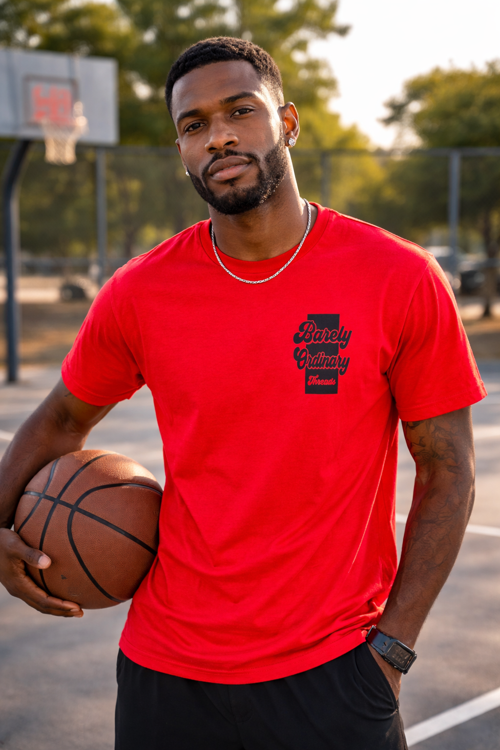 Barely "Bookmark" Tee (Red/Blk)