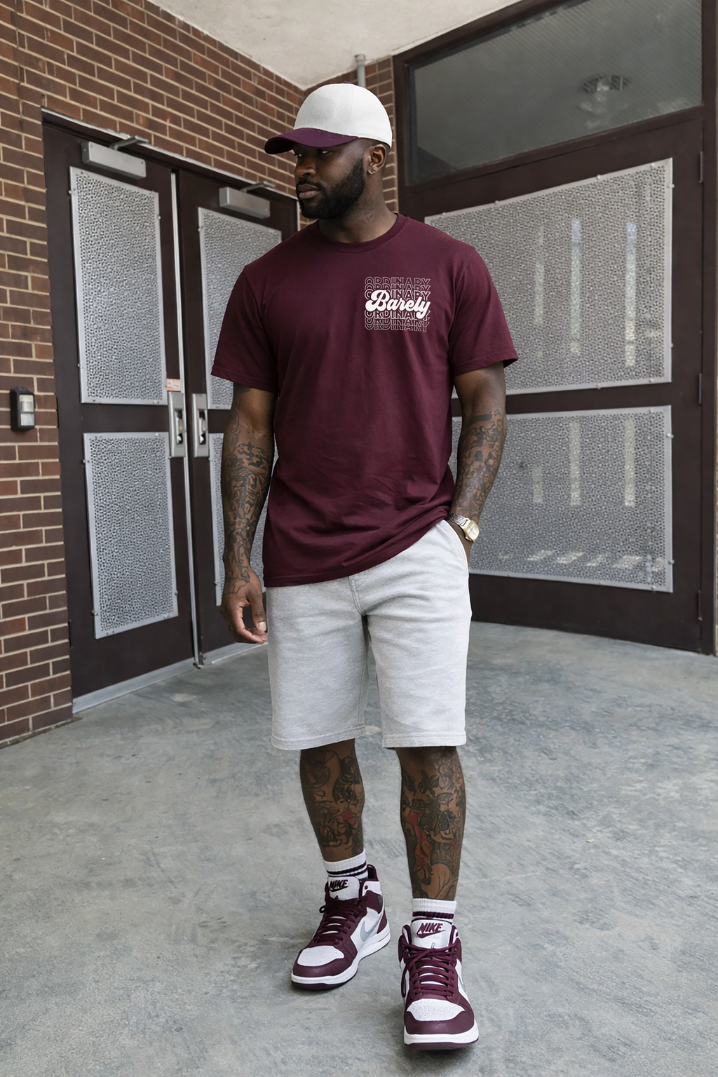 Barely "Postcard" Tee (Burg/Wht)