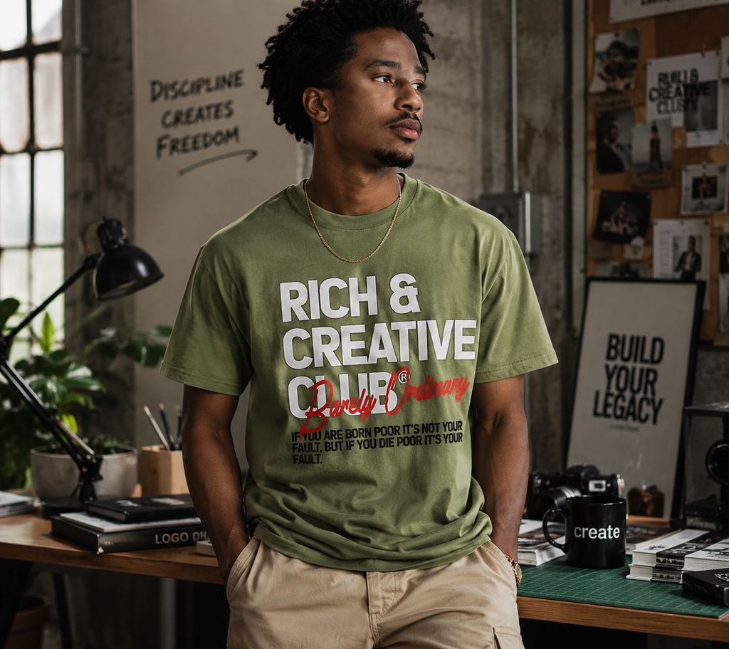 Barely "Creative Club" Tee- Olive