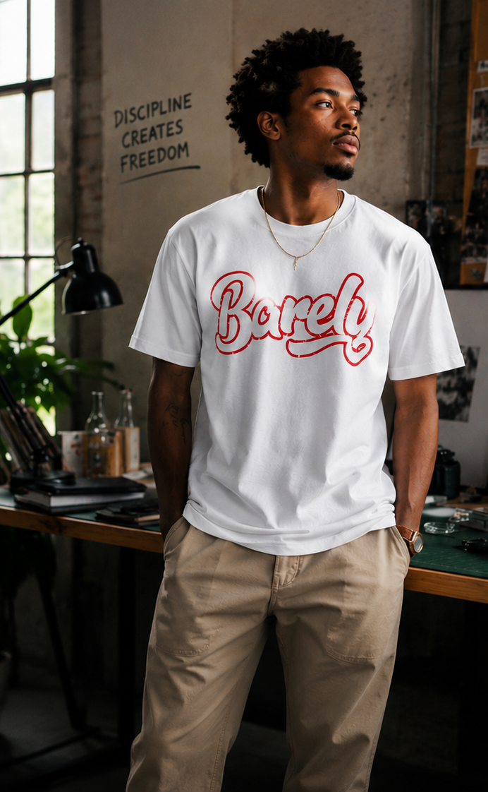 Barely "Big B" Tee - Wht/Red