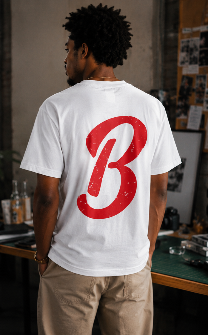 Barely "Big B" Tee - Wht/Red