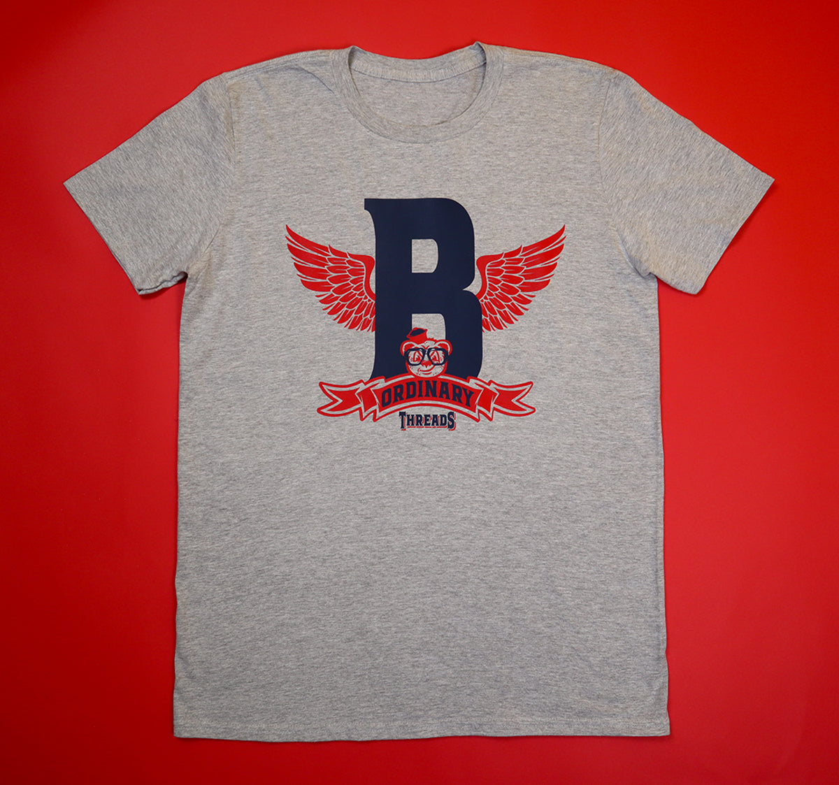 Barely "Winged B" Tee (Gry/Red/Blu)