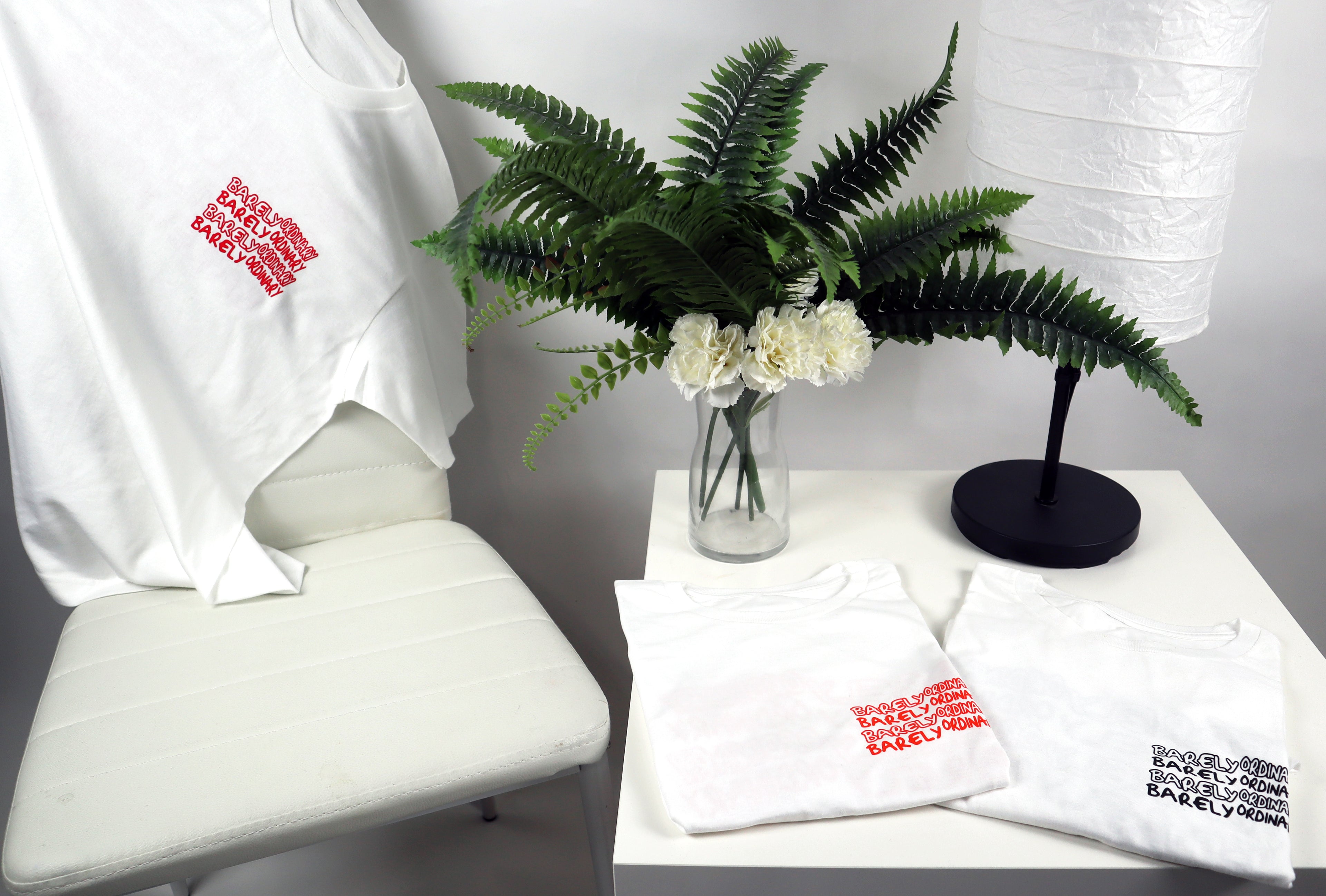 "Barely 'Repeat' Tee 3-Pack (Wht/Blk, Wht/Org, Wht/Red)" 2X & 3X