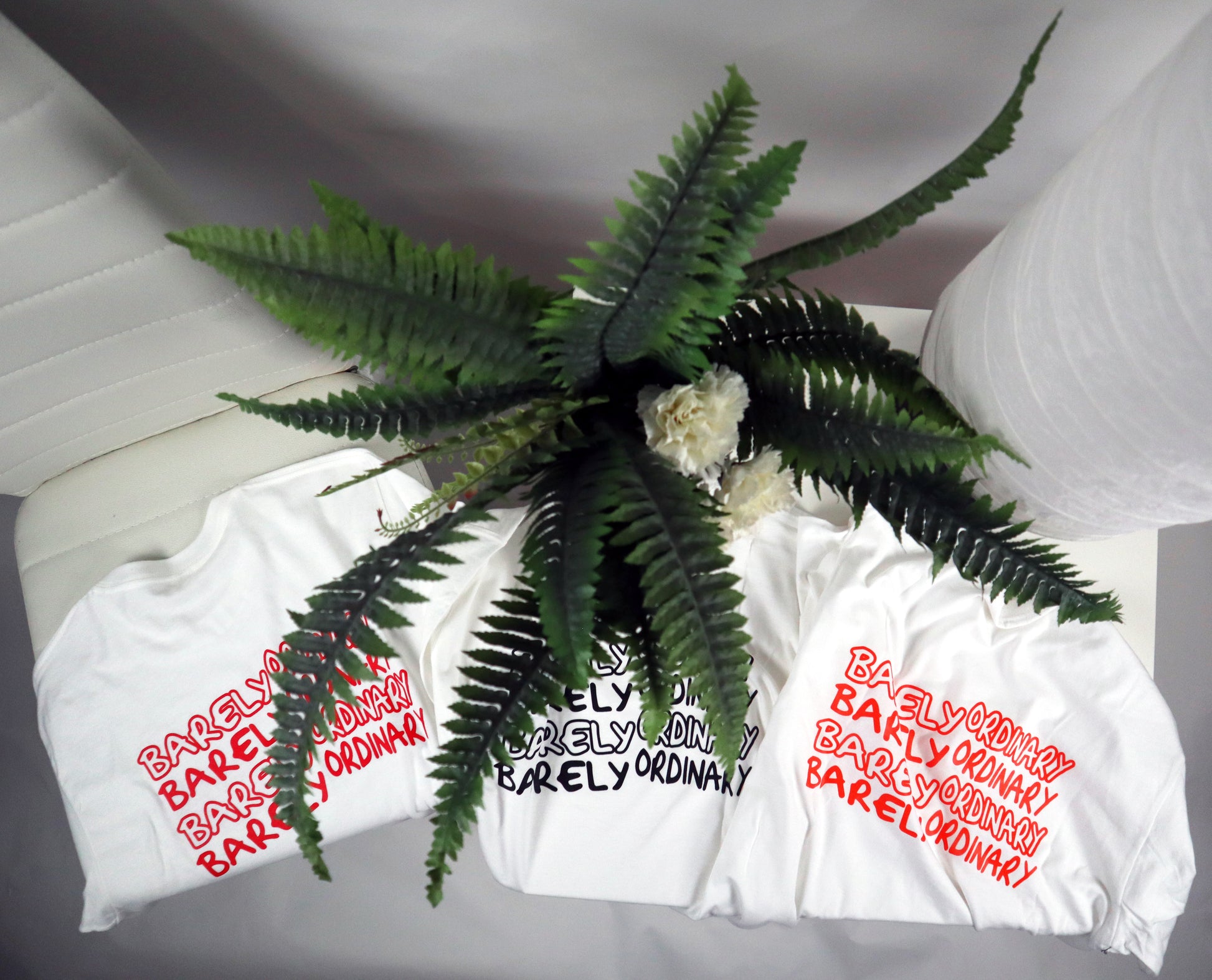 "Barely 'Repeat' Tee 3-Pack (Wht/Blk, Wht/Org, Wht/Red)"