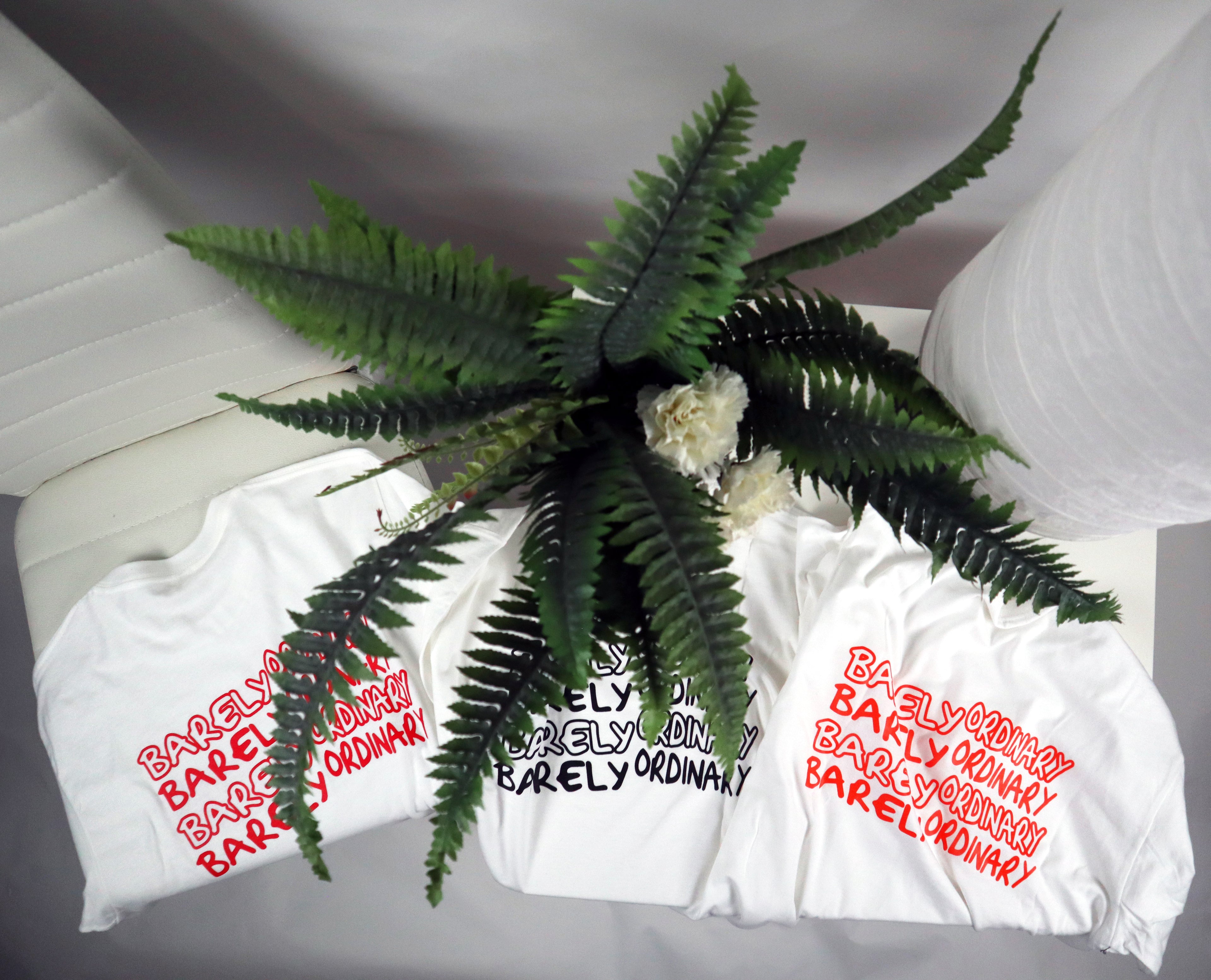 "Barely 'Repeat' Tee 3-Pack (Wht/Blk, Wht/Org, Wht/Red)"