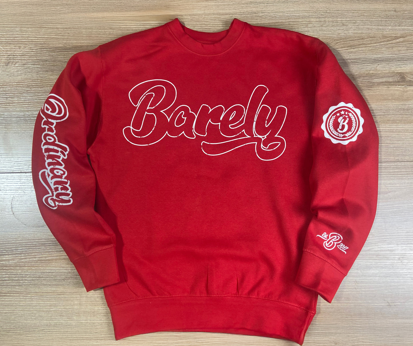 Barely "Big B" Logo Crew Neck Sweatshirt (Red/Wht)