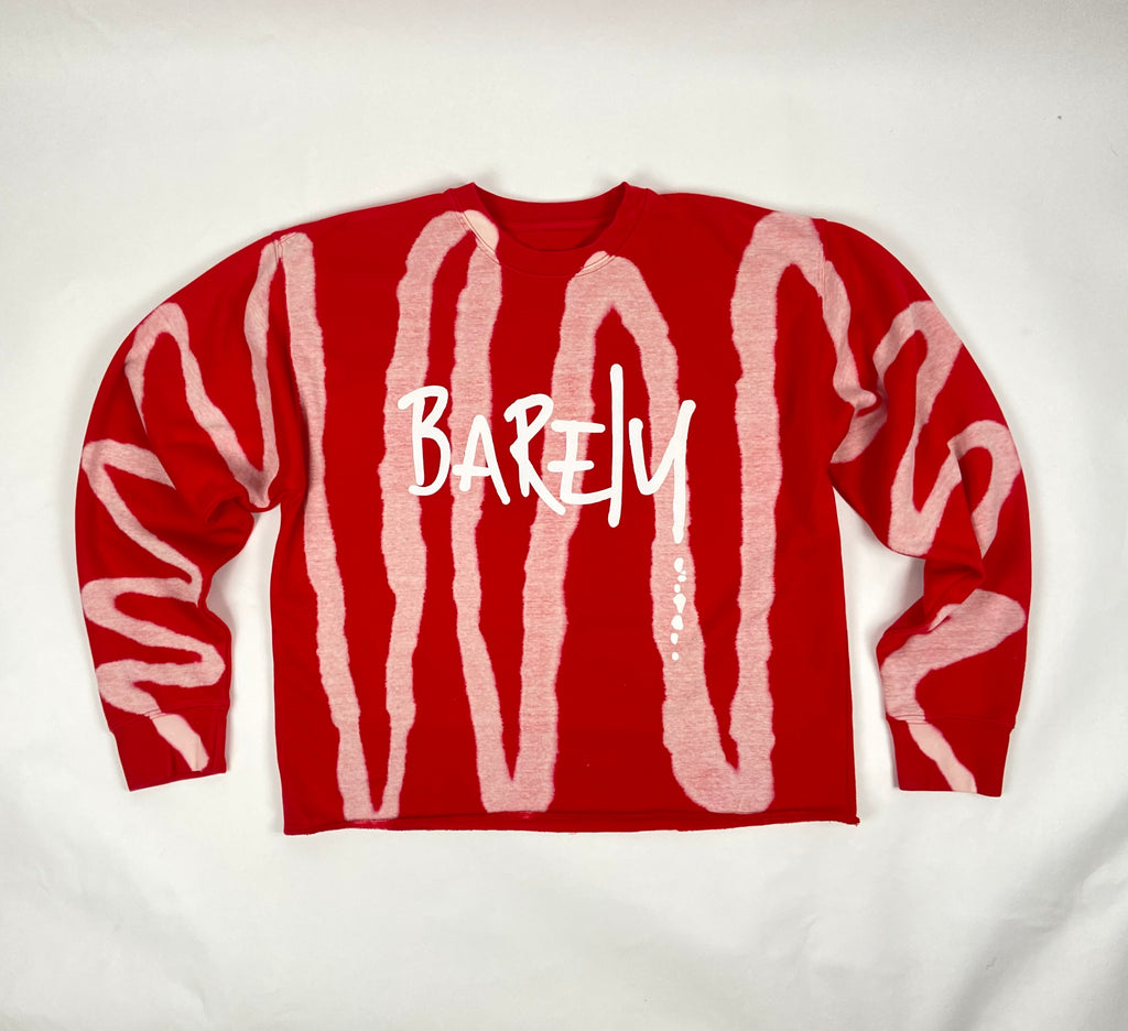 Barely "Nightmare" Crew Neck Sweatshirt (Red/Wht)