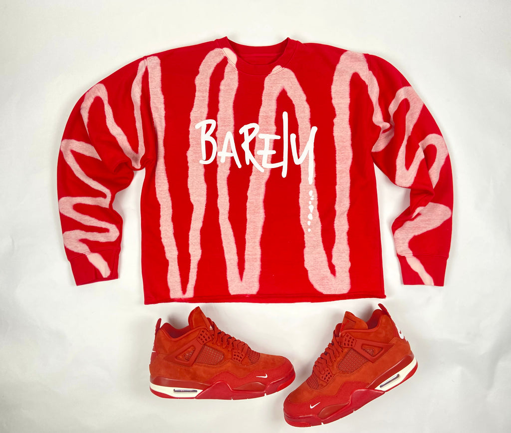 Barely "Nightmare" Crew Neck Sweatshirt (Red/Wht)