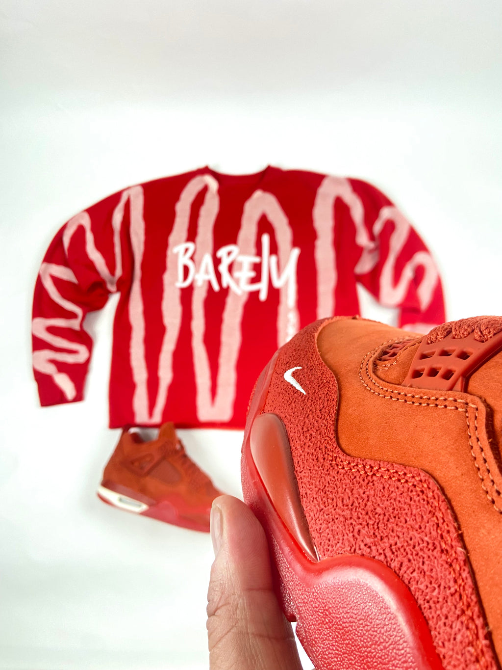 Barely "Nightmare" Crew Neck Sweatshirt (Red/Wht)
