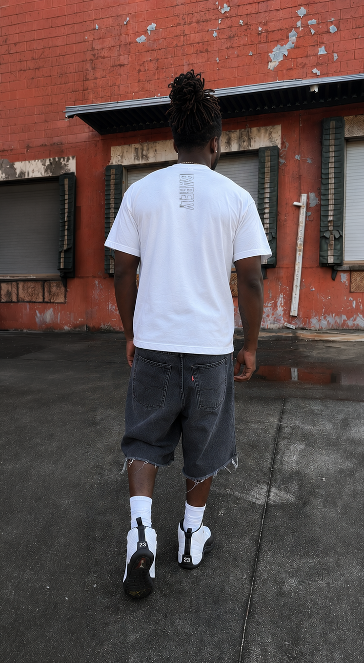 Barely Vertical Logo Outline Tee (Wht/Blk)