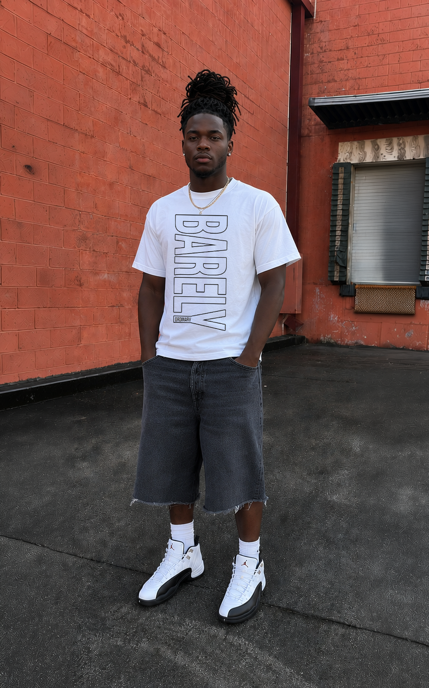 Barely Vertical Logo Outline Tee (Wht/Blk)