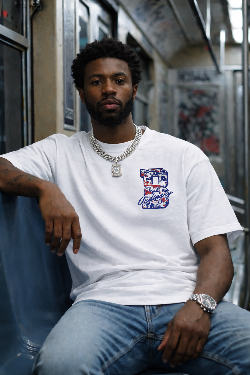 Barely "Varsity Bumper Stickers" Tee (Blu/Red)