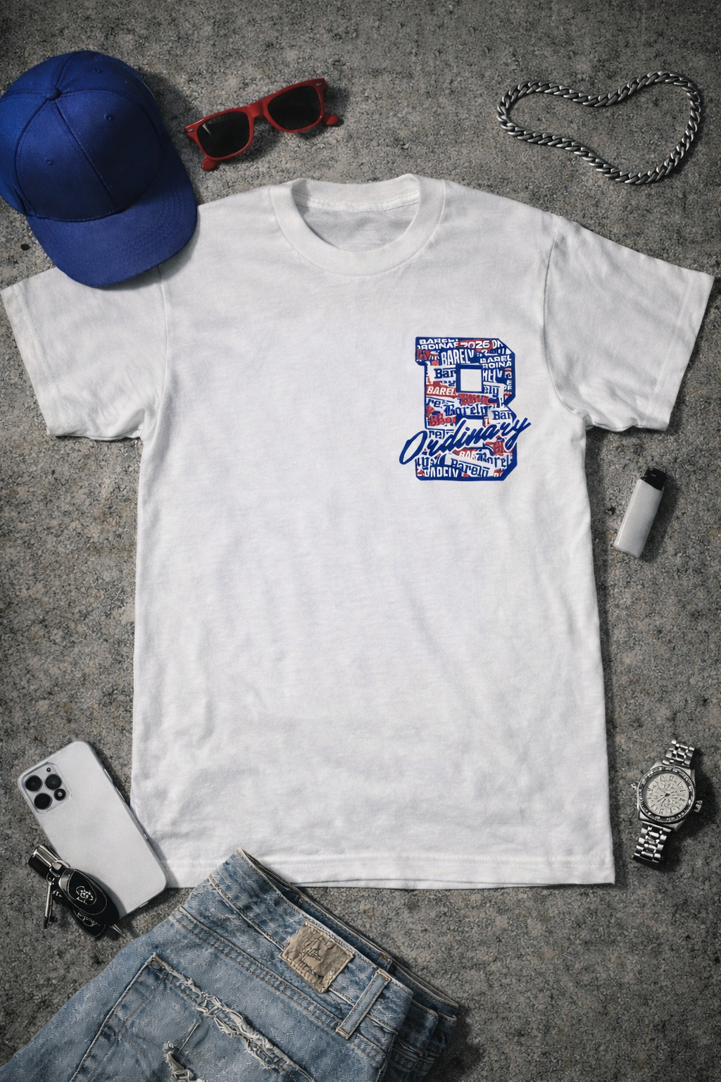 Barely "Varsity Bumper Stickers" Tee (Blu/Red)