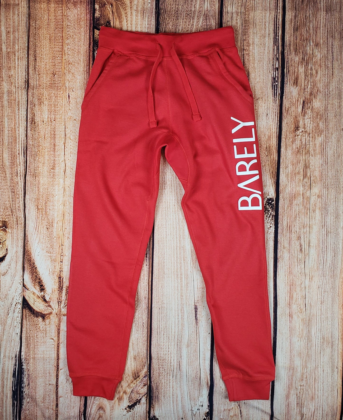 Barely Puff Logo Joggers (Red/Wht) - Barely Ordinary