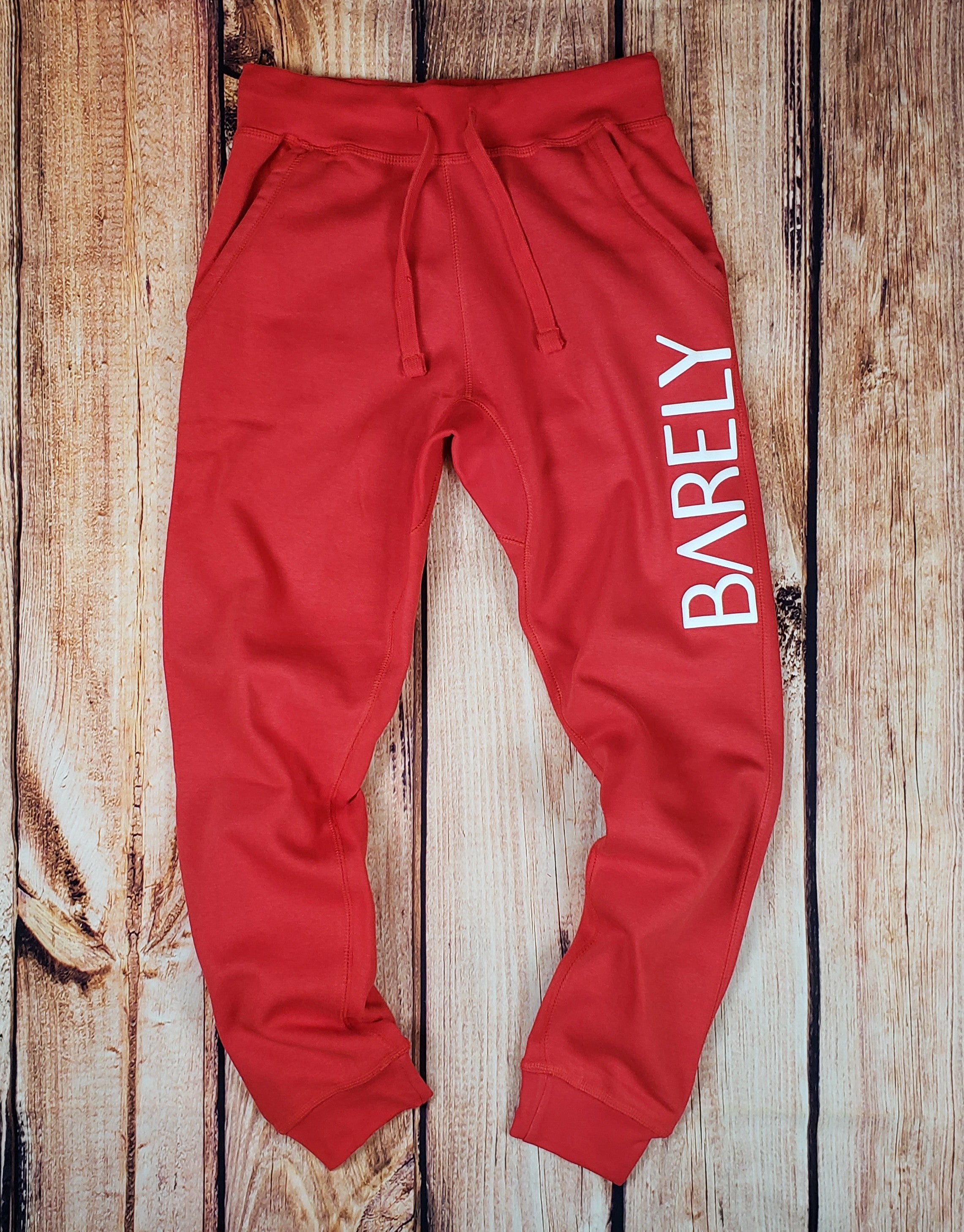 Barely Puff Logo Joggers (Red/Wht) - Barely Ordinary