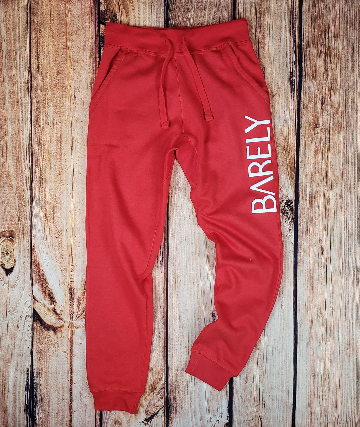 Barely Puff Logo Joggers (Red/Wht) - Barely Ordinary