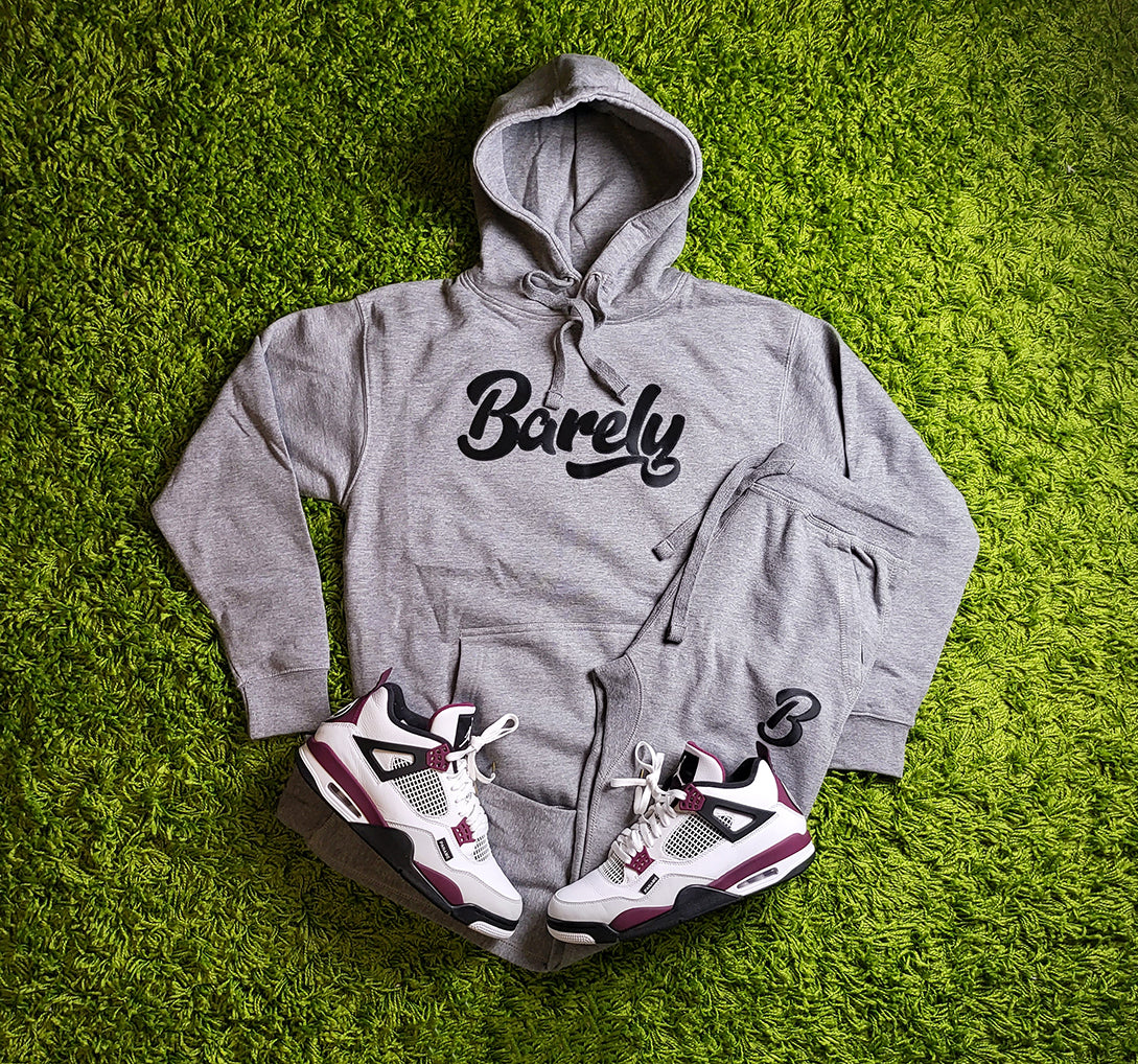 Barely "Script" Logo Hoodie (Gry/Blk) - Barely Ordinary