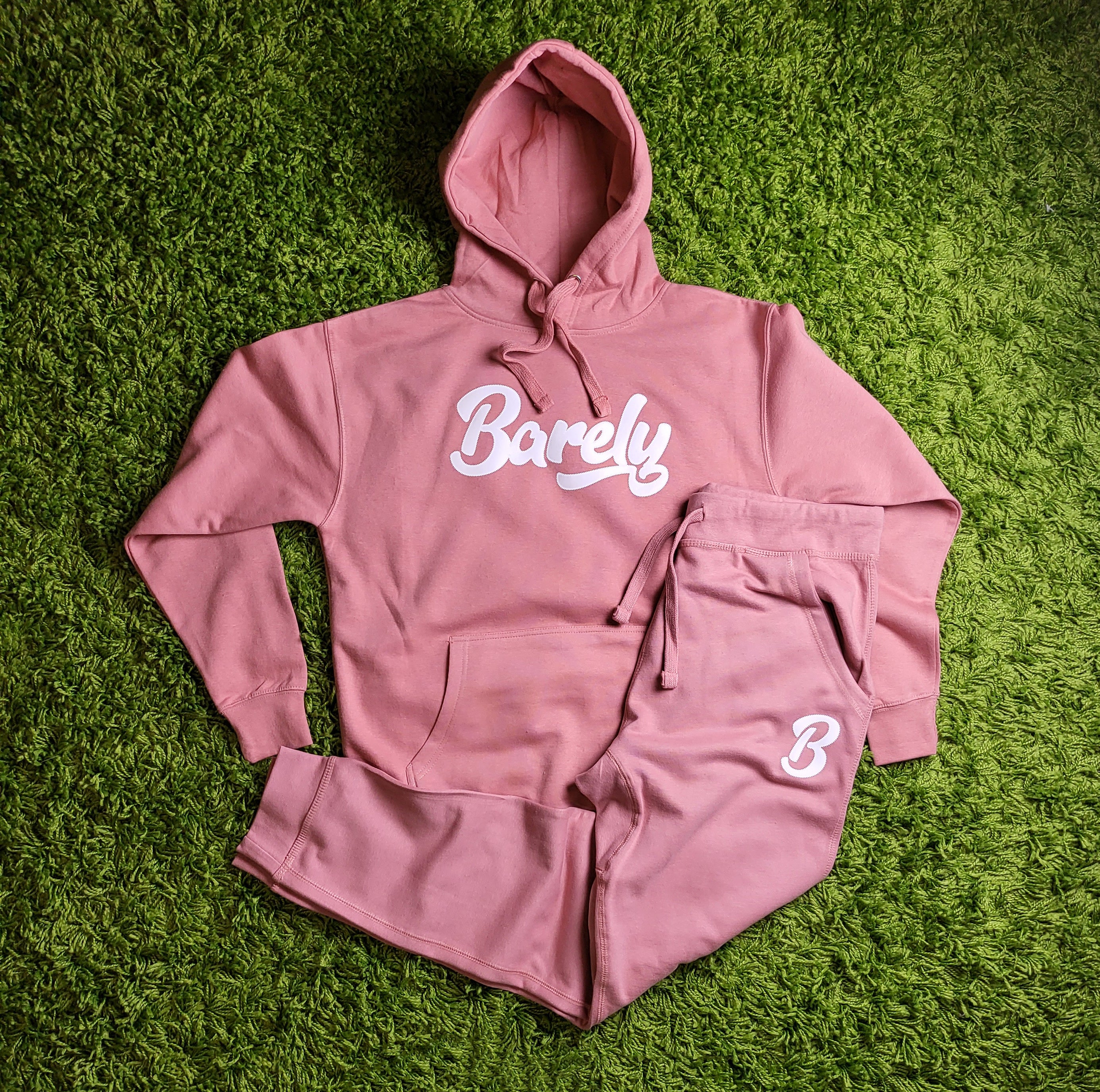 Barely "Script" Logo Hoodie (Sal/Wht) - Barely Ordinary