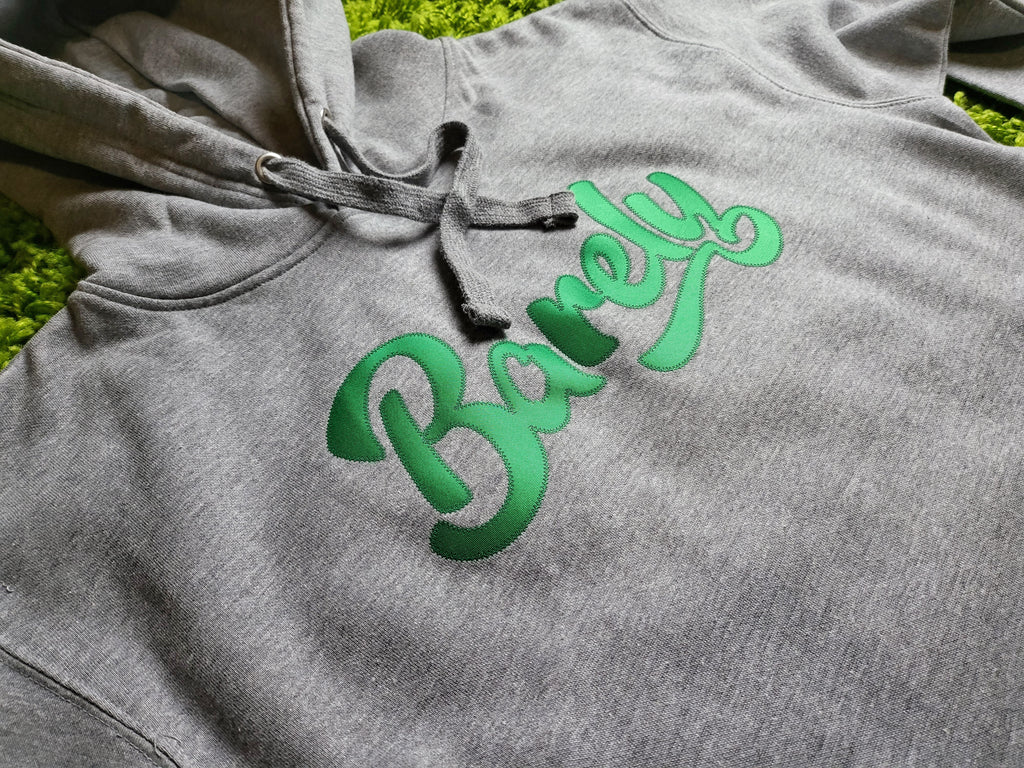 Barely "Script" Logo Hoodie (Gry/Grn) - Barely Ordinary