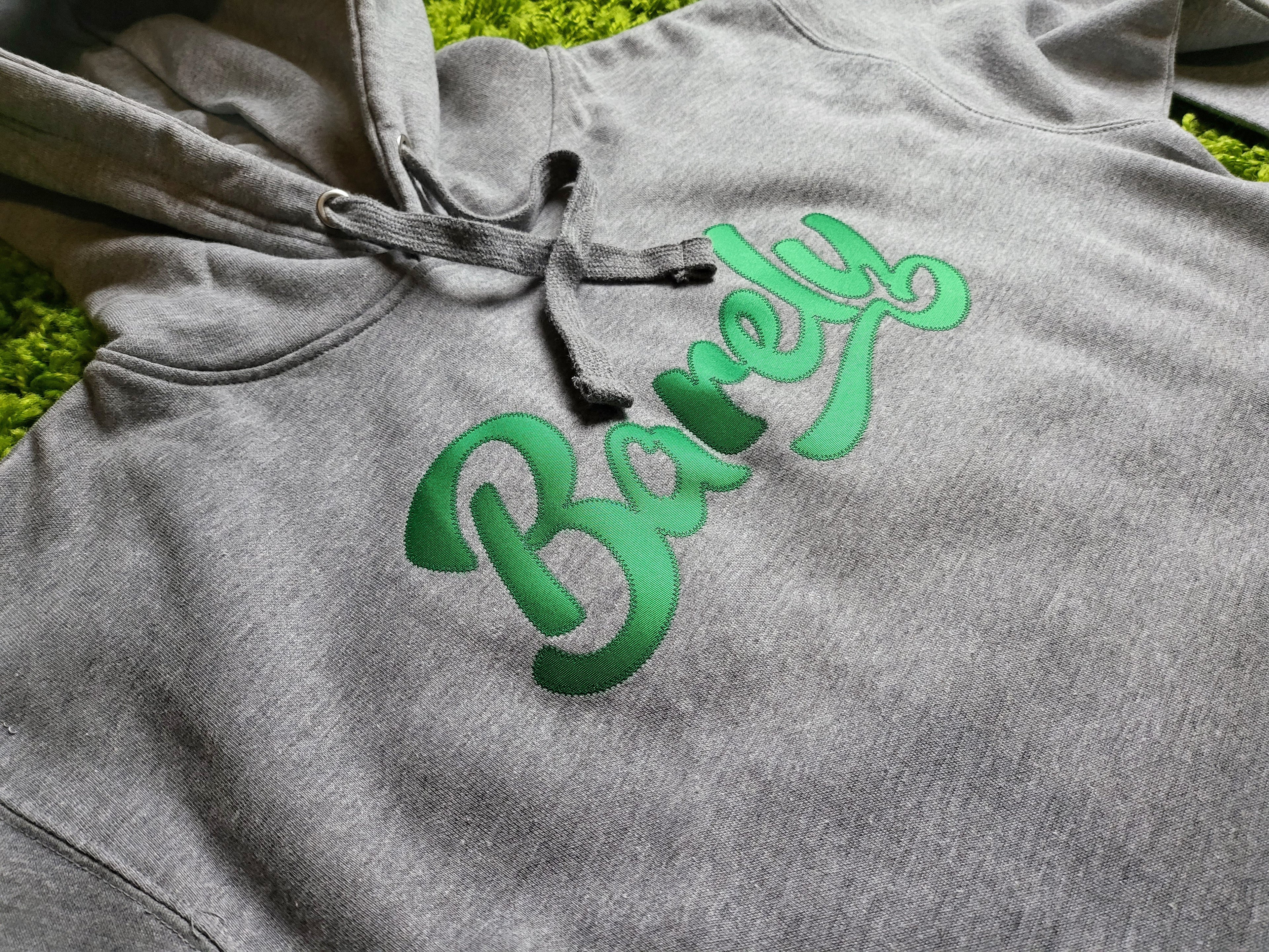 Barely "Script" Logo Hoodie (Gry/Grn) - Barely Ordinary