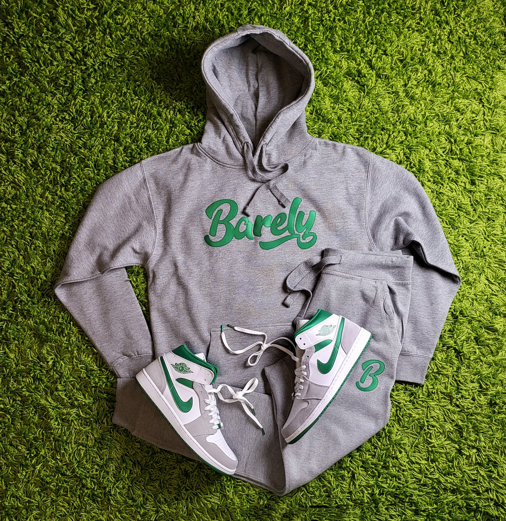 Barely "Script" Logo Hoodie (Gry/Grn) - Barely Ordinary