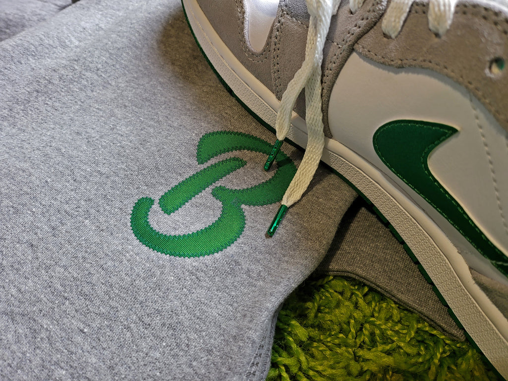 Barely "B" Logo Joggers (Gry/Grn) - Barely Ordinary